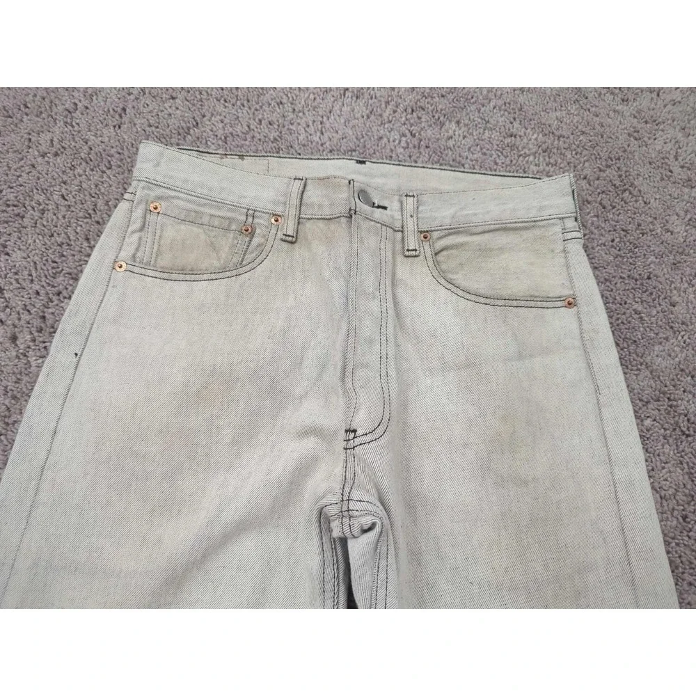 Vintage Levis 501 Jeans Mens 33x32 Washed Gray Olive Denim Y2K Button Fly‎